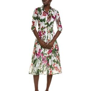 Samantha Sung Floral 3/4 Sleeve Cotton Dress 2 NO BELT